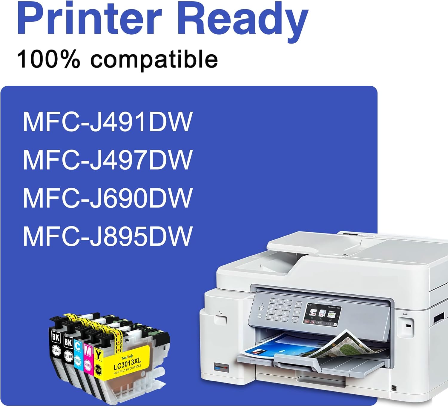 LC3013XL High Yield Ink Cartridges 5-Pack (2BK/1C/1M/1Y) Replacement for Brother LC3013 XL for MFC-J491DW MFC-J497DW MFC-J690DW MFC-J895DW Printer