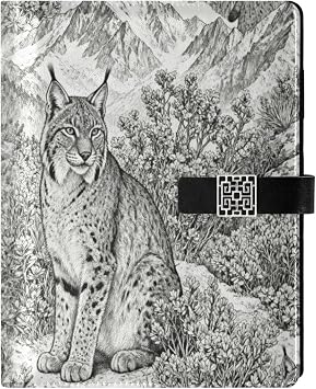 Mountain Lyna Caracal Schreber A5 Binder 6 Ring Refillable PU Leather Notebook Journal with Magnetic Buckle Closure Loose Leaf Travel Office Planner Budget Binder Notepad Portfolio,
