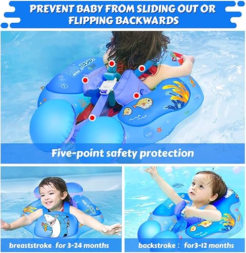 Miniatura 10 de LAYCOL - Flotador de piscina con toldo de protección solar UPF 50+ extraíble, para bebés de 3 a 36 meses, entrenamiento de natación (amarillo, S)