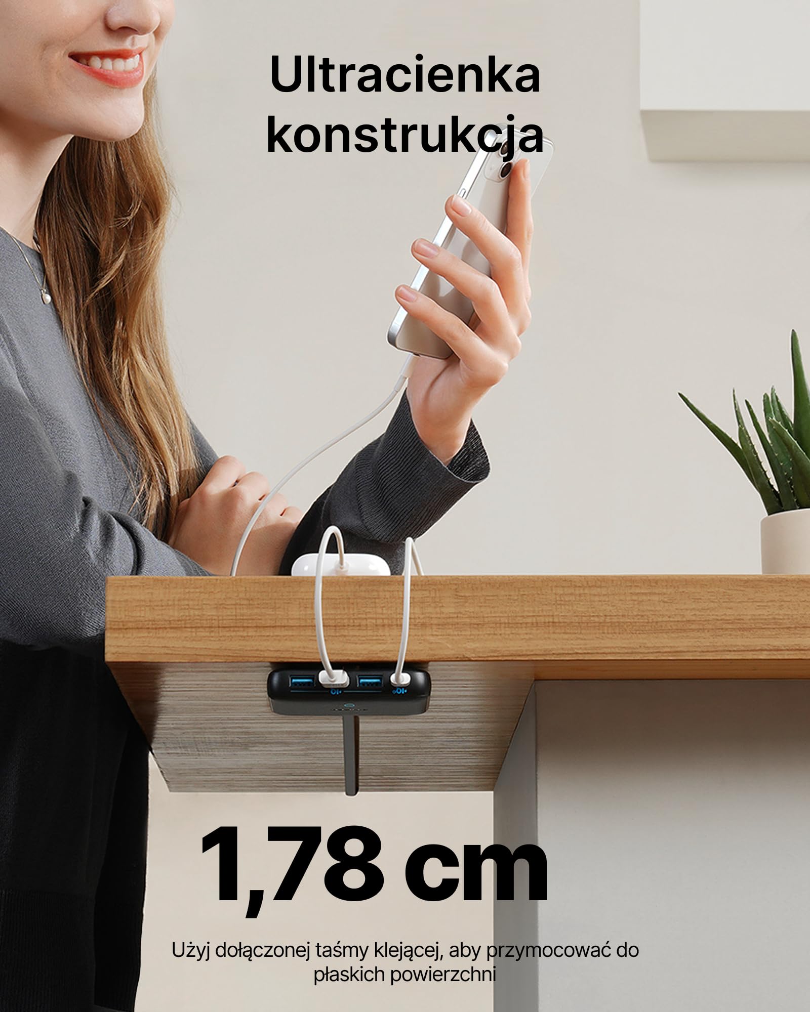 Ładowarka Anker, stacja ładująca 65 W z 4 portami, szybka ładowarka USB PIQ 3.0 i GaN, smukła ładowarka ścienna PowerPort Atom III – port USB C 45 W