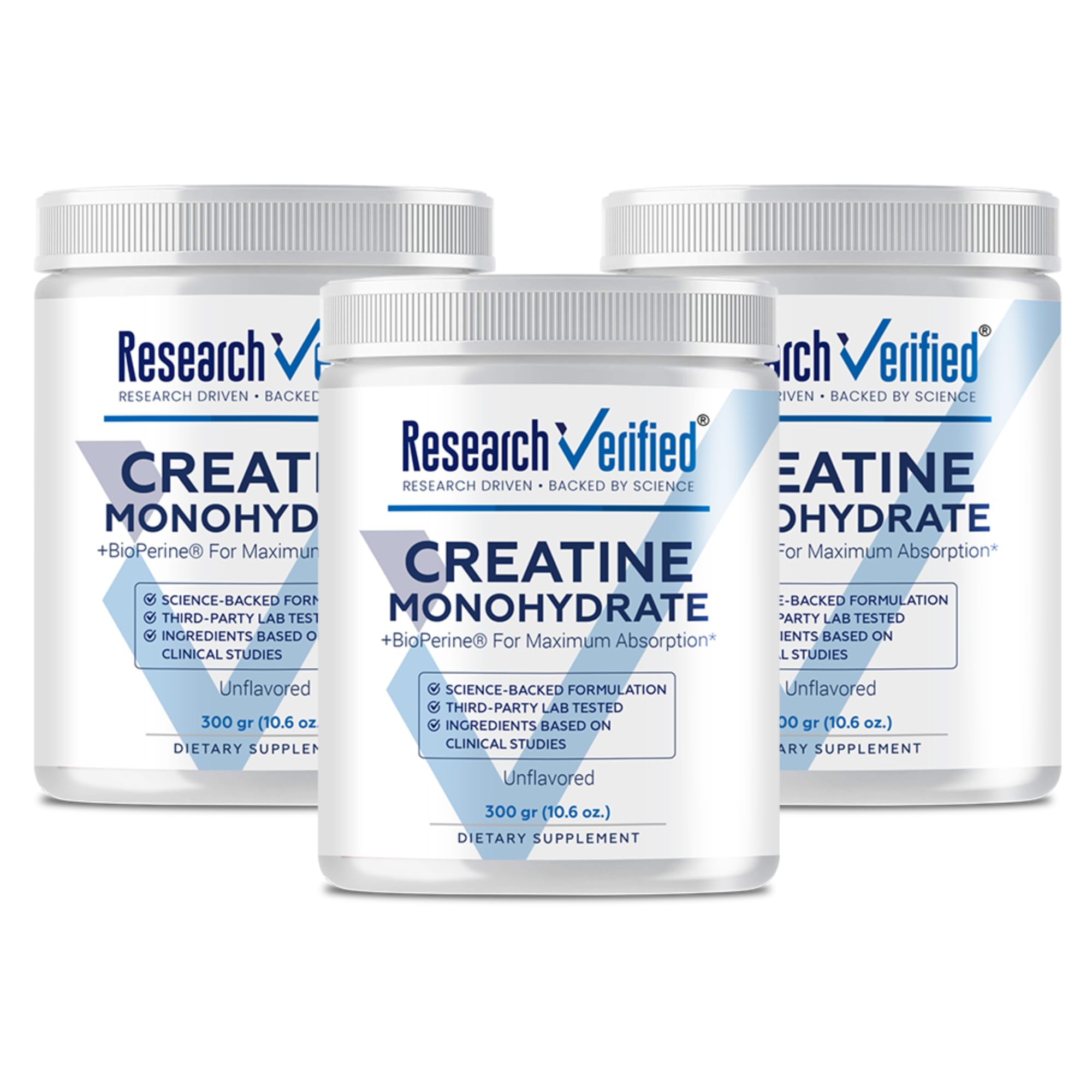 Research Verified Creatine Monohydrate - Support Optimal Muscle Growth, Enhance Performance - 5000mg Creatine Monohydrate - BioPerine - 180 Servings - Unflavored - Vegan
