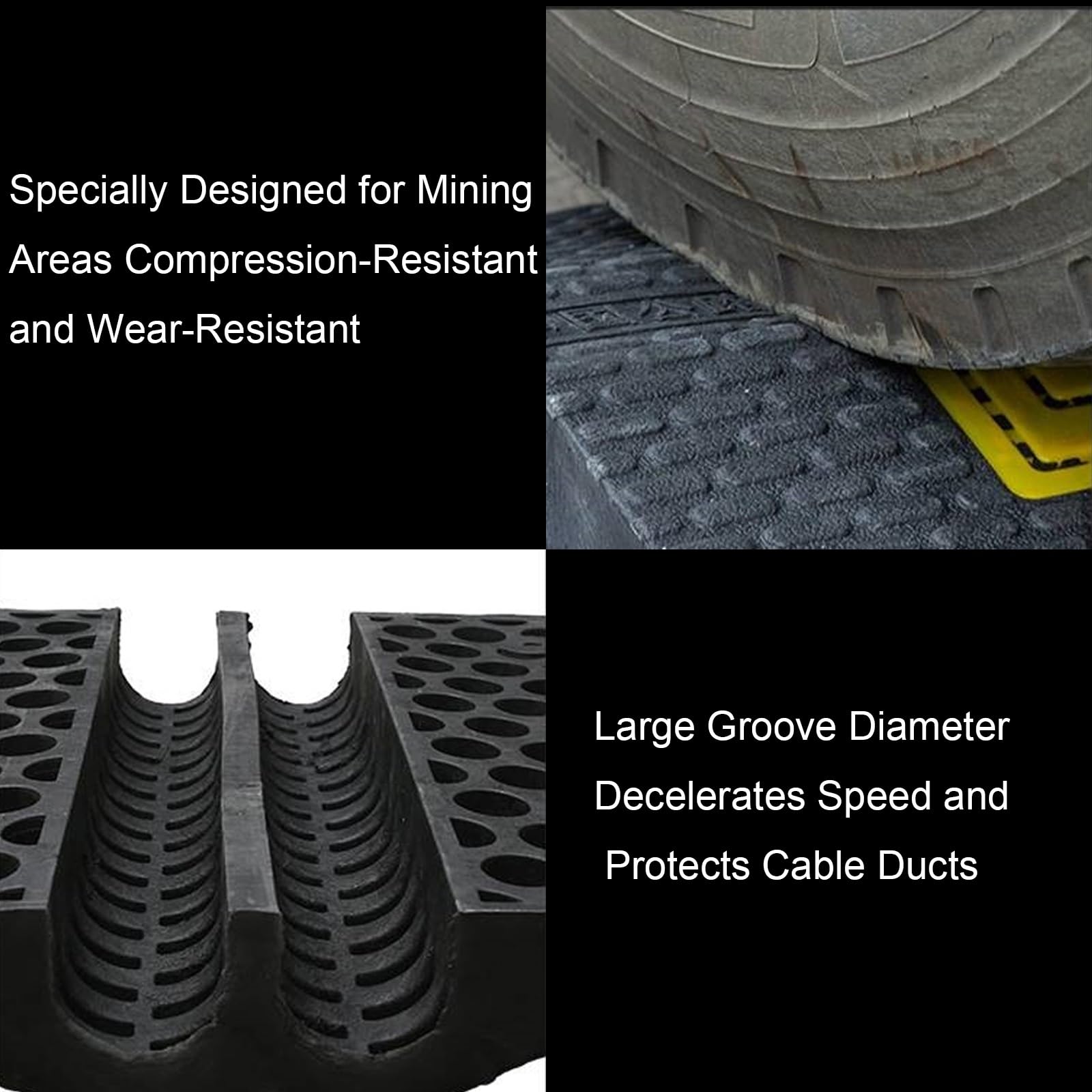 Vía Canaleta Pasacables de Suelo De 2 Canales, Bandas de Protección Especiales para Zonas Mineras, Cubre Cables Suelo para Entradas de Escuelas(51 * 35 * 7cm/20 * 14 * 2.8in)
