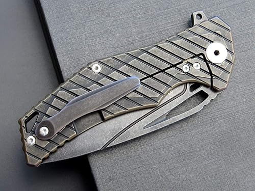 Miniatura 8 de Eafengrow EF955 Cuchillo plegable de aleación de titanio, mango de titanio con bloqueo de marco de clip de bolsillo, EDC para camping, táctico,