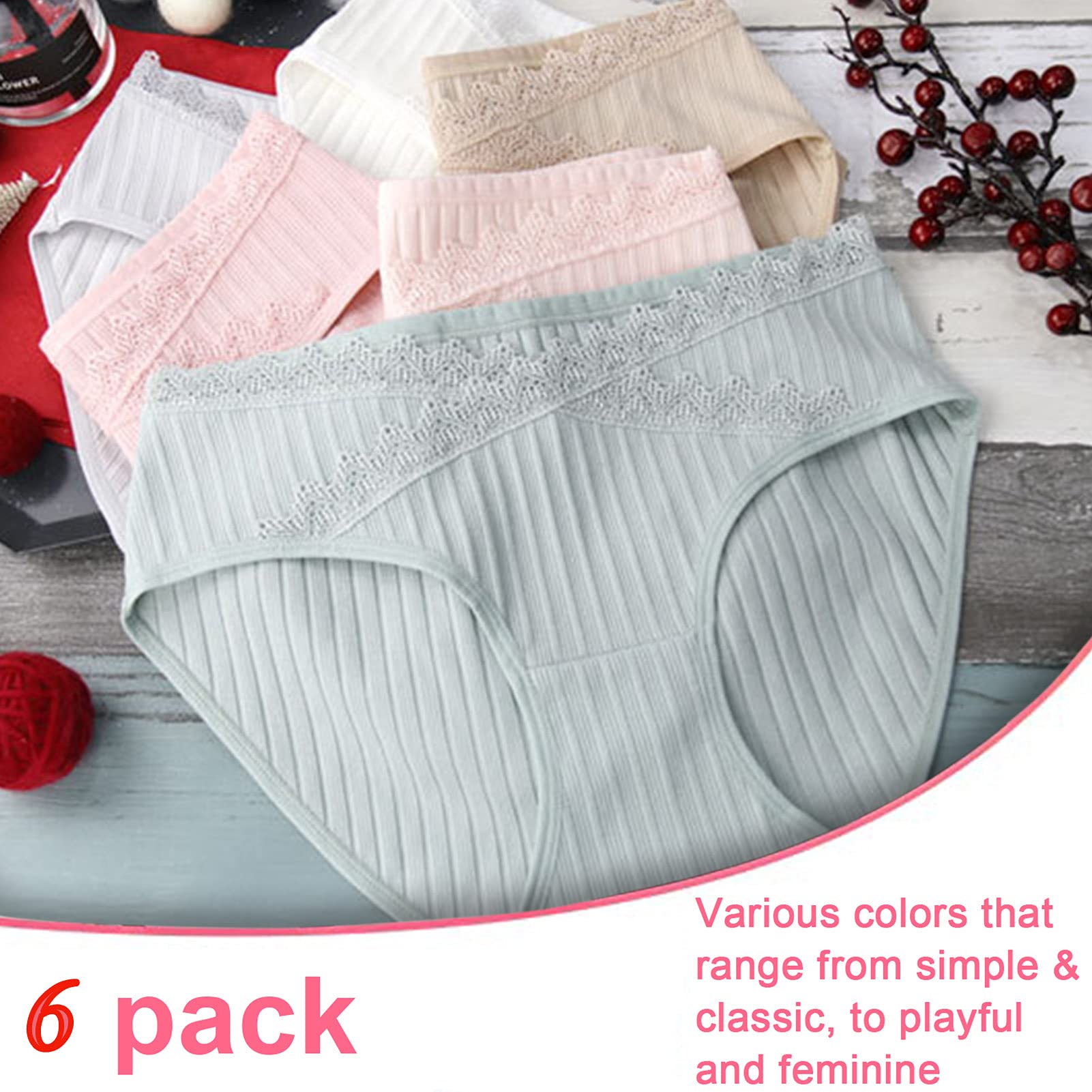 Wysokiej Jakości 6 Paczka Damska Bawełniana Bielizna Macierzyńska Niska Talia Koronki Ciężarne Majtki Wygodne majtki(Color:B,Size:M)