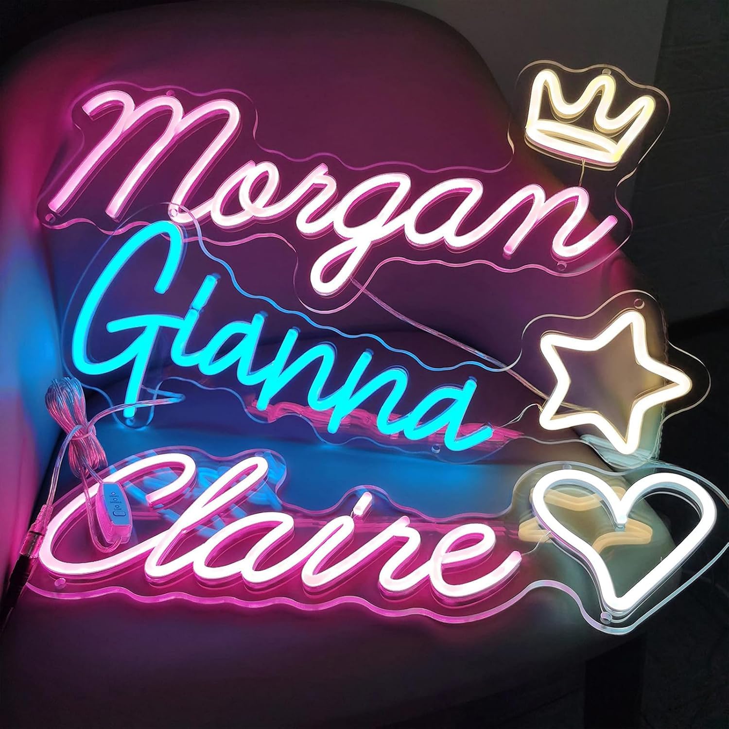 Personalisiert Neon Leuchtschilder, Custom Neon Sign Schriftzug LED Schild Personalisierte 11 Farboptionen Individuelle für Wanddekoration Geburtstag Name Party Hochzeit Schlafzimmer Bar Zimmer Deko