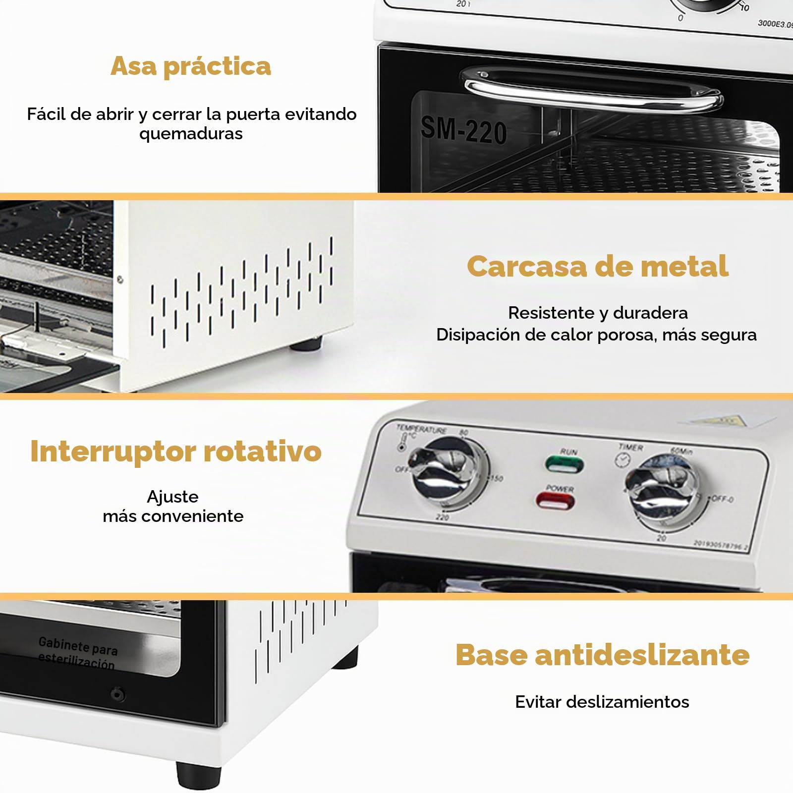 Esterilizador de alta temperatura,autoclave esterilizador de calor seco de gran capacidad,esterilizador de aire caliente con control de temperatura y temporizador,adecuado para herramientas el cabello