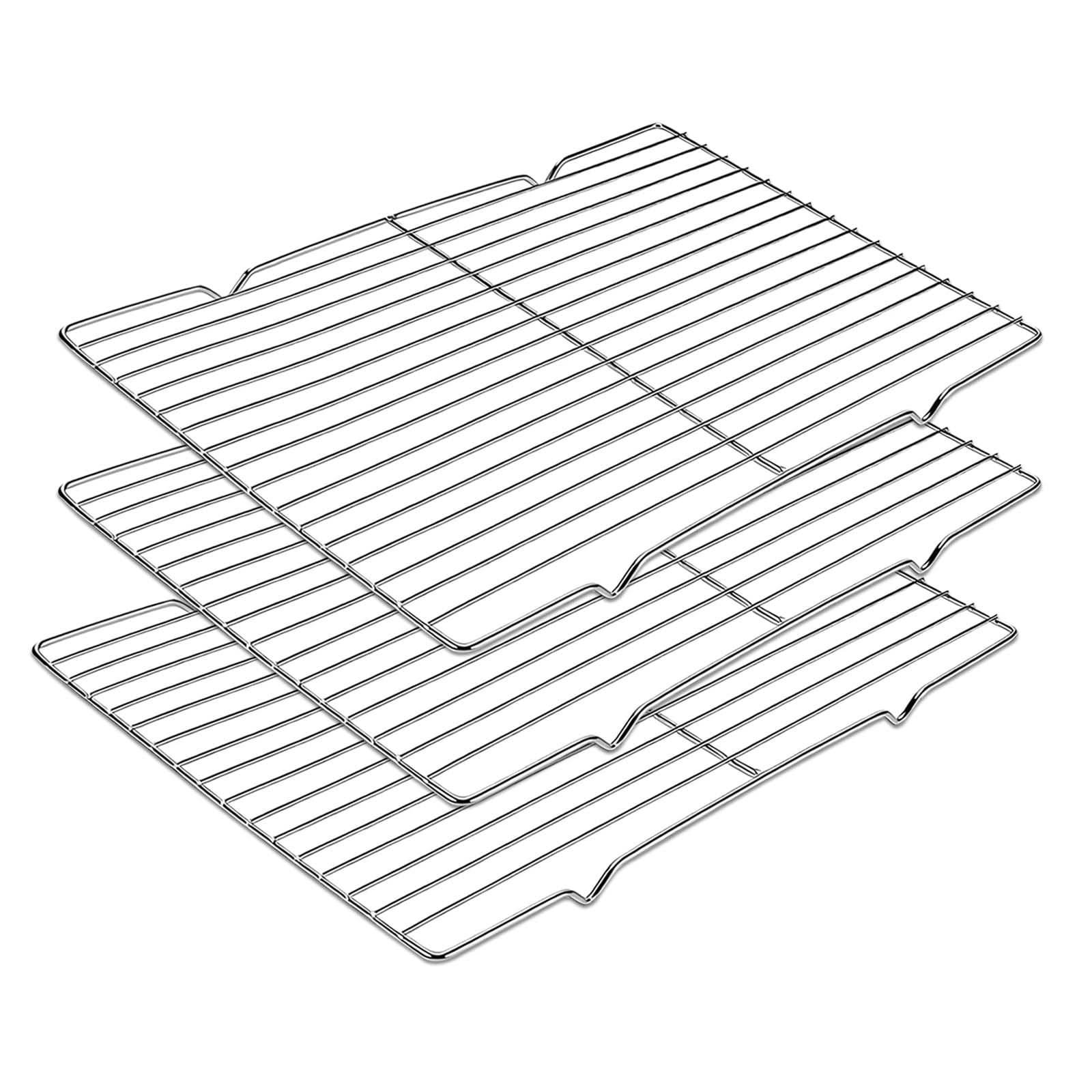 3 Pcs Cooling Racks for Cooking Roasting Grilling Drying, 30 * 20.5cm Wire Racks, Oven Baking Tray Accessory, Grill Racks for BBQ Cake Bread Meat Cookies
