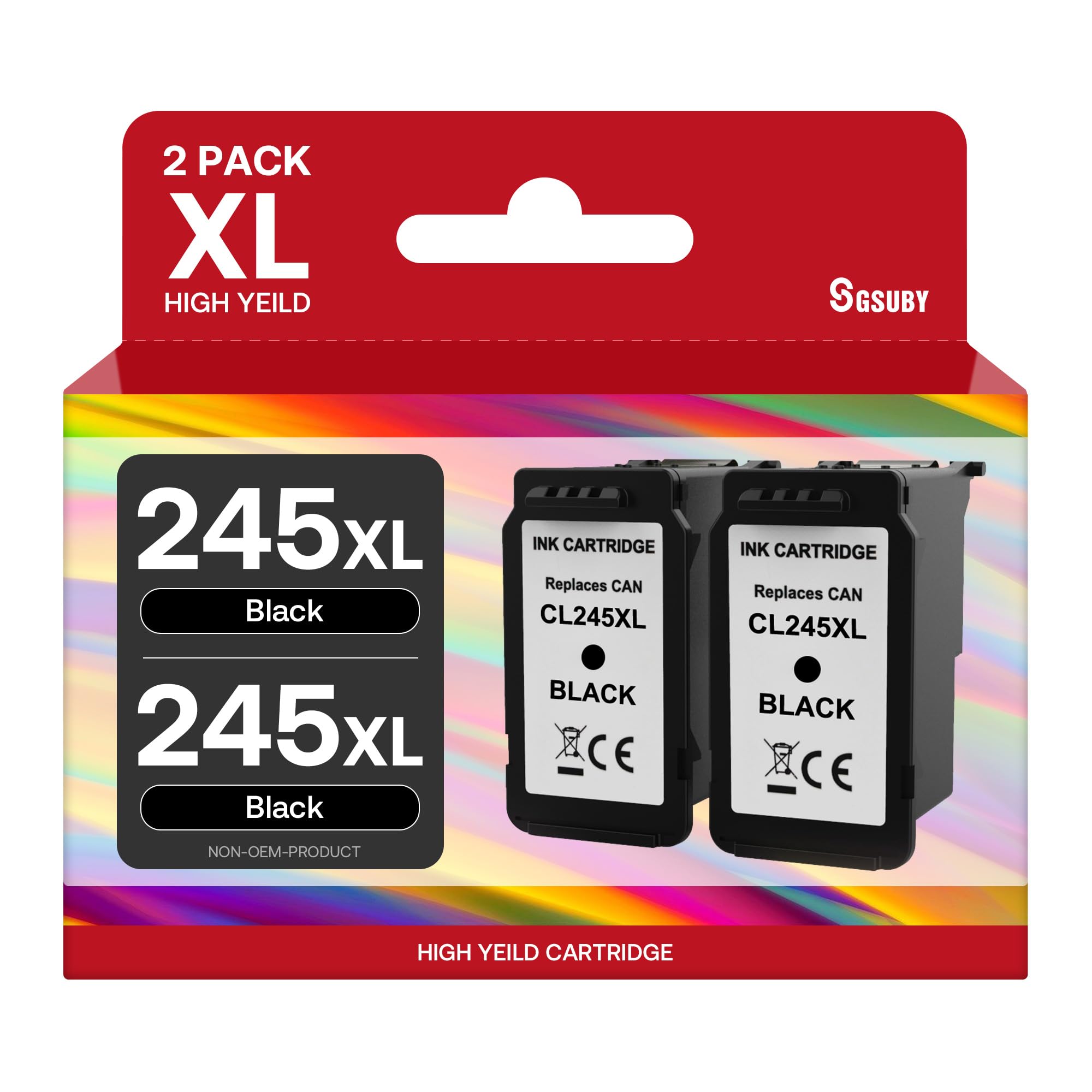 Genuine Canon PG-245XL 2-Pack Black Ink Cartridges, High Yield