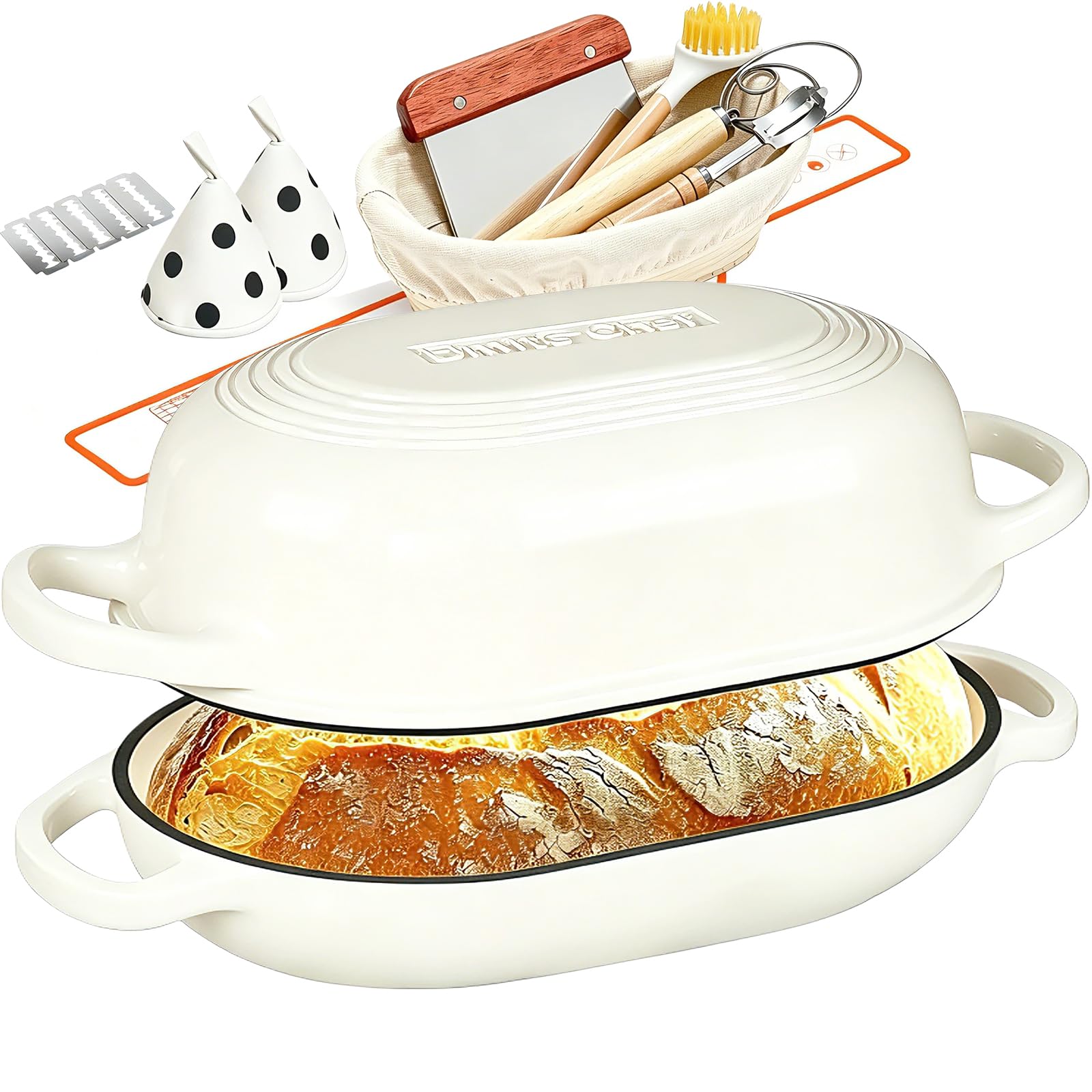 Umite Chef 9-in-1 Enameled Cast Iron Dutch Oven Kit 5 Qt