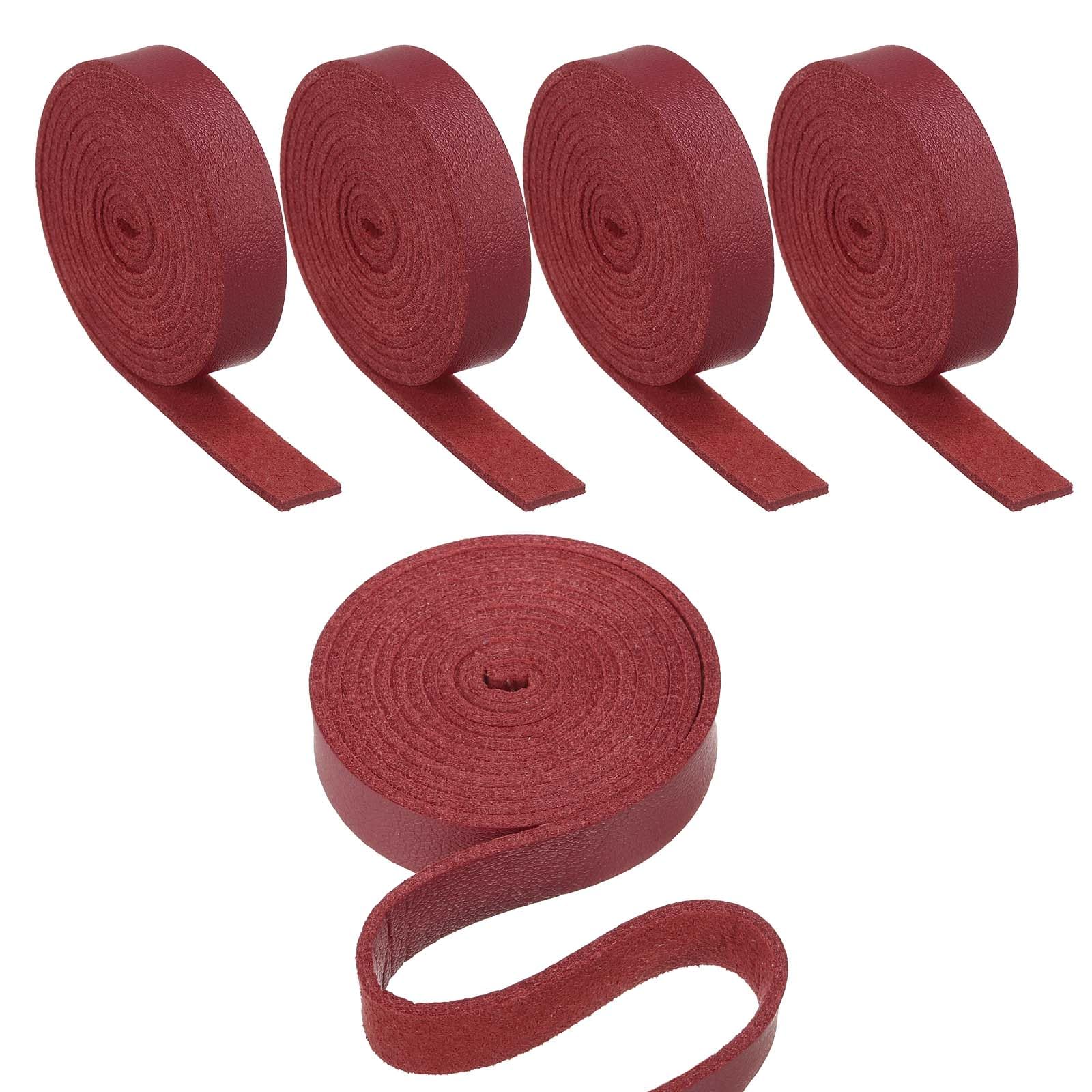 Bande en cuir PU simple face rouge foncé pour sangle et création de bijoux