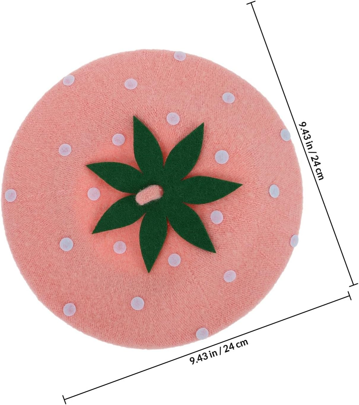 Strawberry Wool Beret Hat Pink 48-52cm Vintage Painter Cap Warm Autumn Winter Costume Accessory