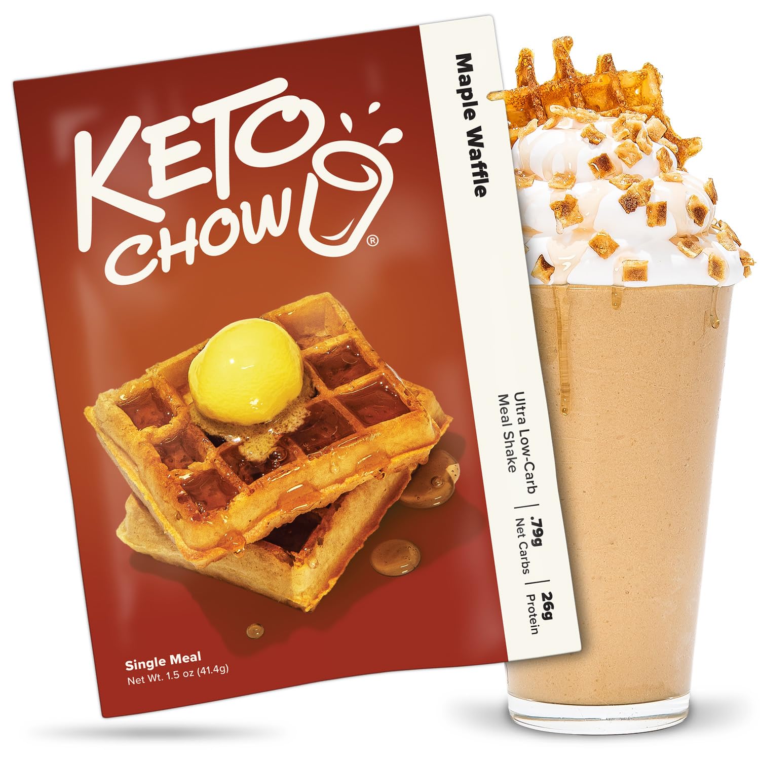 Keto Chow Maple Waffle | Keto Meal Replacement Shake Powder | Nutritionally Complete Keto Food | Low Carb Keto Meals | Delicious Easy Meal Substitute Drink | Protein Rich You Choose The Fat | Single Meal Sample