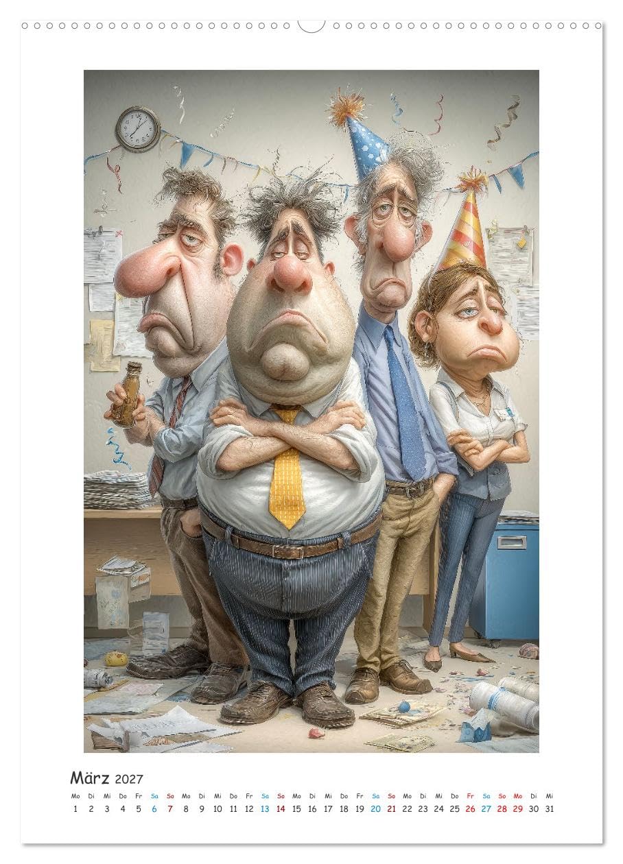 CALVENDO - Chaos am Schreibtisch (Wandkalender 2027 DIN A2 hoch), Monatskalender: Willkommen im Büro-Dschungel, wo Kaffeeflecken neben To-do-Listen wohnen und der Tacker grundsätzlich dann streikt, we