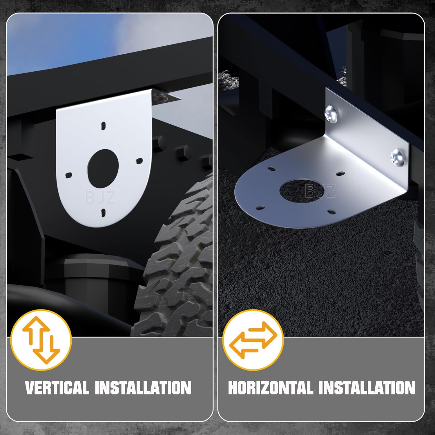 BJZ Watermelon LED Light Brackets, 304 Stainless Steel Mounting Brackets with Pre-Drilled Holes, Universal Watermelon Light L-Shape Holder for Car Truck Underglow Side Tail Roof Auxiliary Lights, 2Pcs