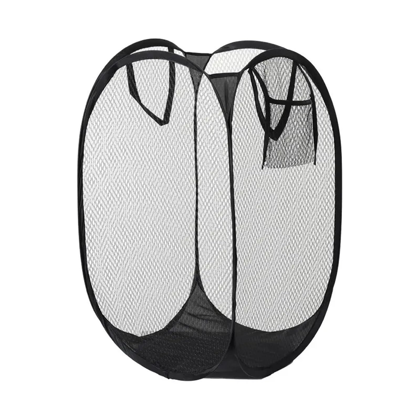 Fabric laundry hamper Mesh Laundry Basket Portable Clothes Hamper Ventilated Foldable Storage Bathroom for Family(Black S)