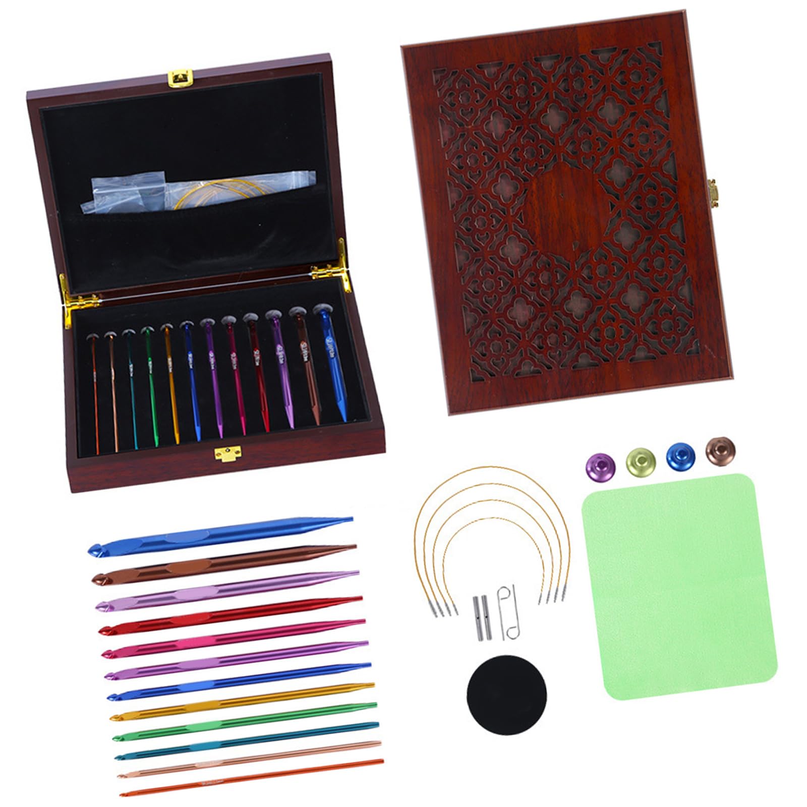 12Pcs Aluminum Tunisian Crochet Hook Interchangeable Circular Knitting Needle with Case for Blanket Sweater Yarn Craft Tunisian Crochet Hooks Set with Cable
