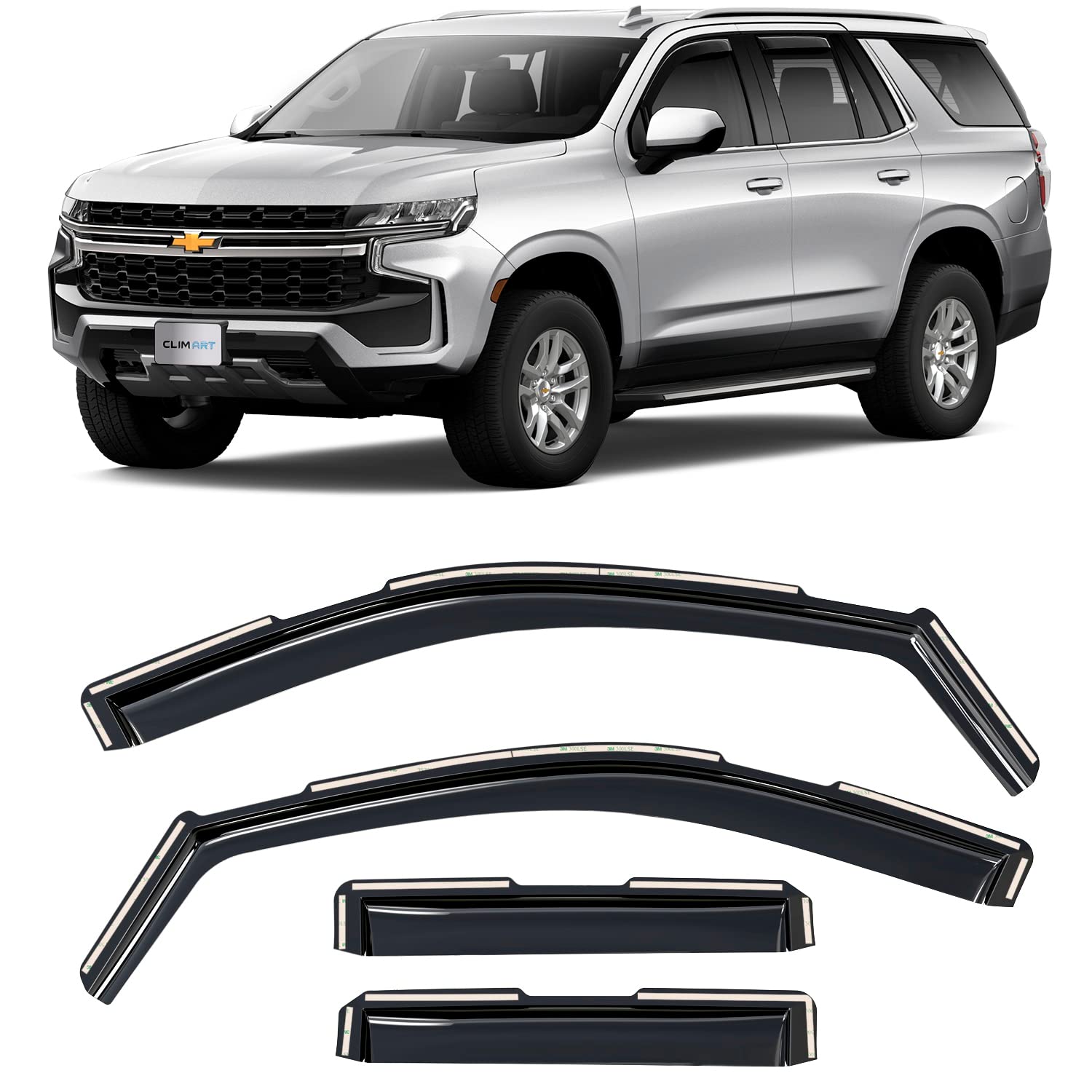 Photo 1 of CLIM ART in-Channel Incredibly Durable Rain Guards for Chevrolet Tahoe 2021-2023/GMC Yukon 2021-2023, Original Window Deflectors, Vent Window Visors Deflector, 4 pcs. - 620144 For Tahoe 21-23