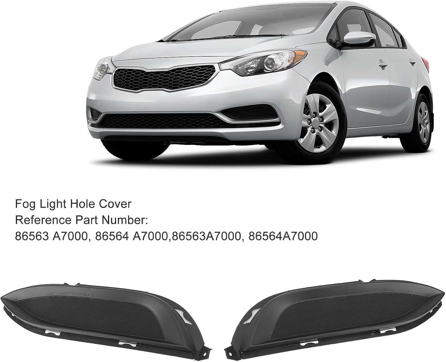 86564 A7000, Long Lasting High Strength Left Right Bumper Fog Lamp Hole Cover Forte Sedan