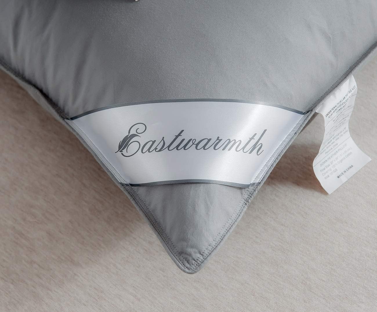 Goose Down Feather Bed Pillows for Sleeping,Medium Firm,Soft Support Grey Color Standard Size One Pillow - Image 5