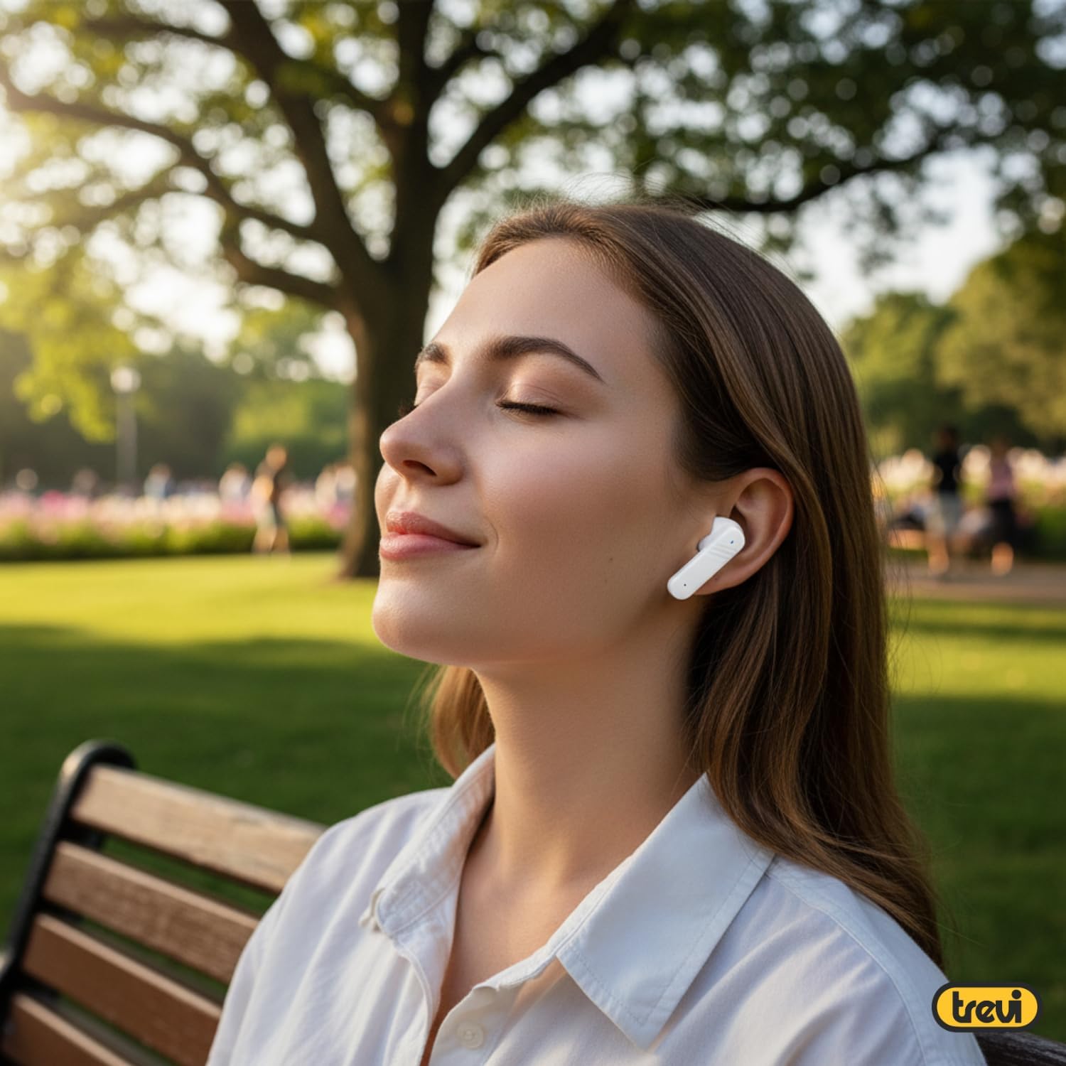 Voltar view of Trevi EAR 100 AID Wireless Headphones and Charging Case