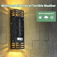 Vista 5 de LANFU Lámpara LED solar moderna rectangular para pared al aire libre, IP65, impermeable, para exteriores, para casa, patio, pared exterior, paquete