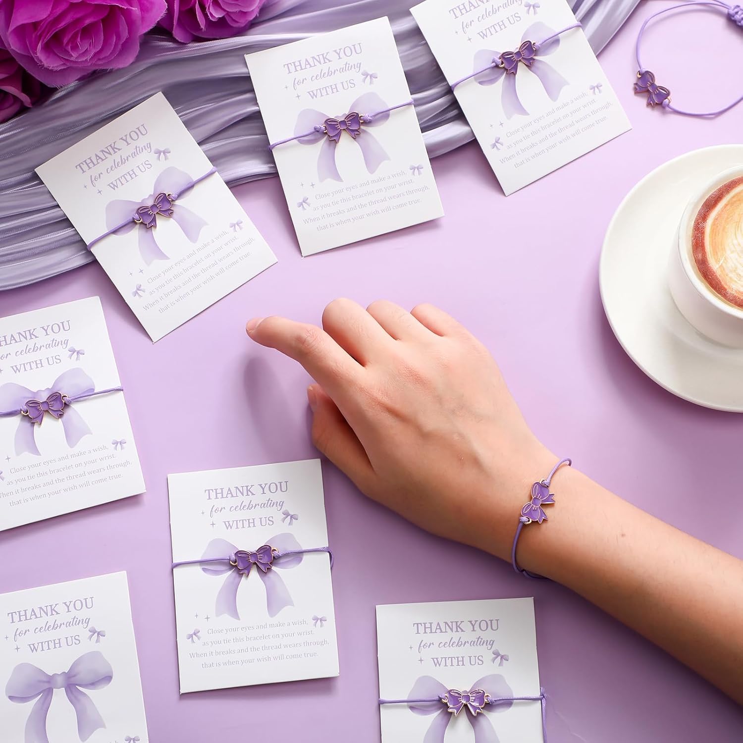 Tondiamo 12 Sets Coquette Bow Bracelets Party Favors Bulk Adjustable Braided String Rope Bracelets Gifts with Inspirational Card for Cheer Dance Team Friend Gift Coquette Birthday Party Favor - Image 4