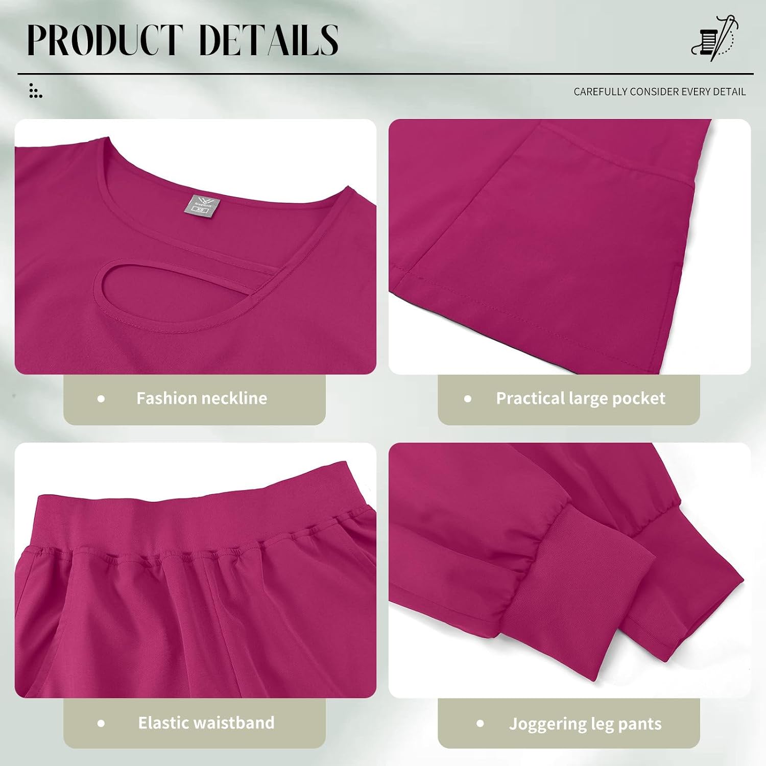 niaahinn Scrub Set for Women New Design Neck 4 Way Stretch Top & Jogger Pant with Pockets