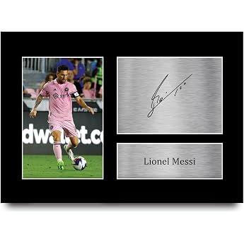 HWC Trading A4 Lionel Messi Inter Miami Geschenke Gedrucktes Signiertes Autogramm Foto f r Fu ball Anh nger and Fans - A4