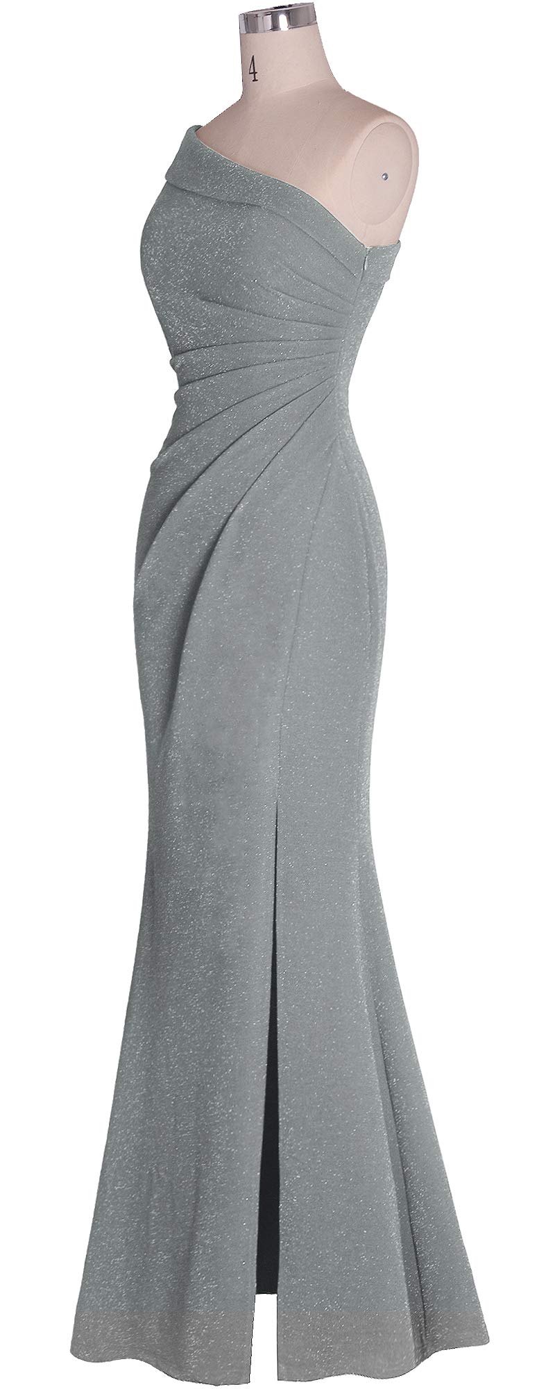 Fazadess Women's Ruched One Shoulder Side Split Slim Formal