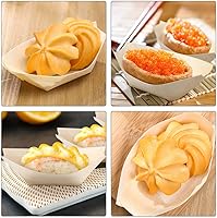 Vista 3 de Kichvoe 120 platos desechables de sushi para aperitivos, para fiestas, bodas y barbacoas, recipientes decorativos únicos para servir aperitivos