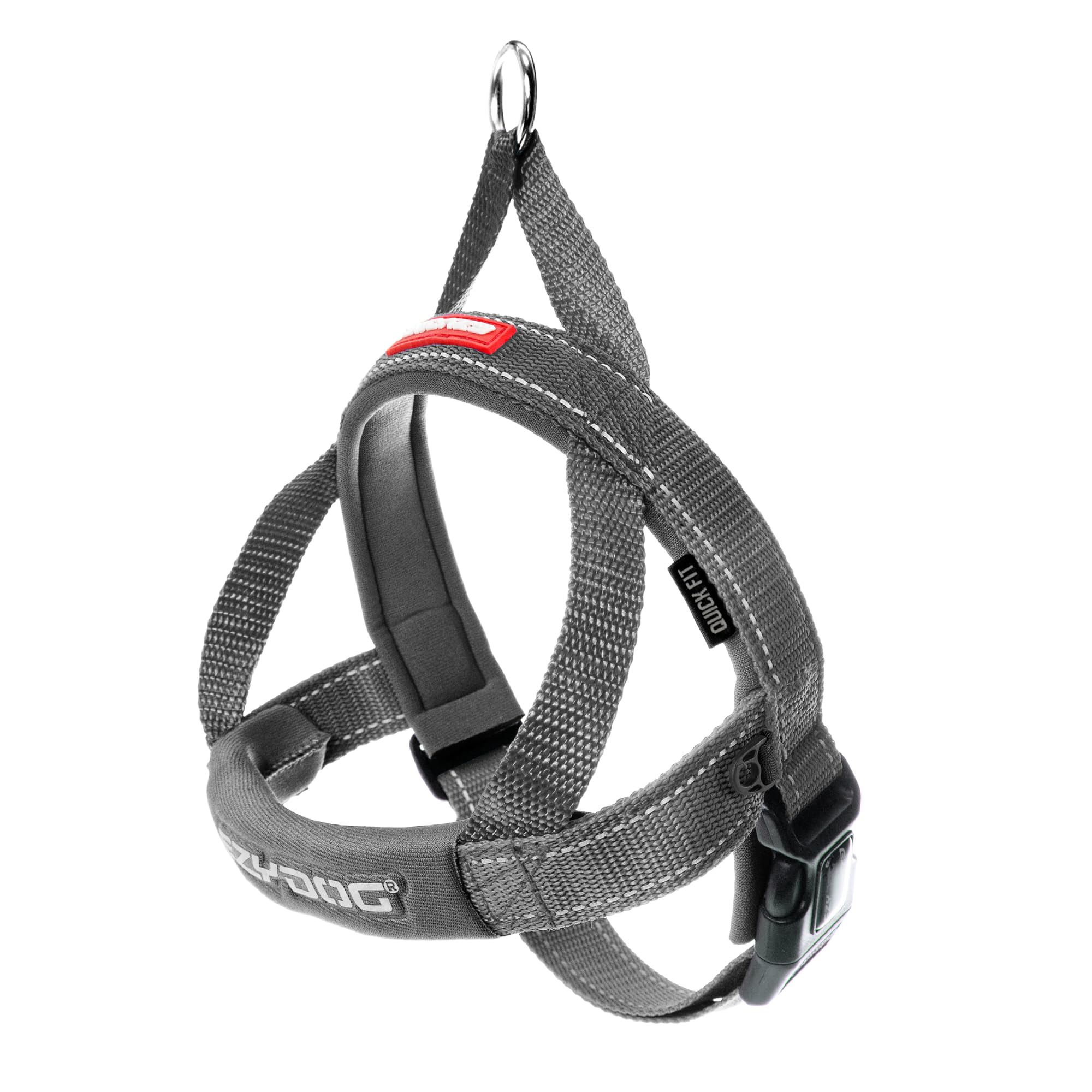 EZYDOG Quick Fit Dog Harness - Small, Medium, Large - Reflective Stitching, Water Resistant - No Pull (Grey)