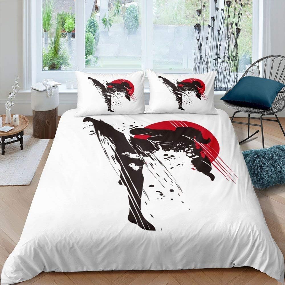 Housse de Couette 220x240 Taekwondo pour Adulte, l'Ambiance Zen Japonaise dans Votre Chambre à Coucher