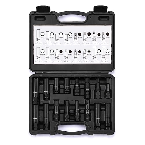 Miniatura 9 de MIXPOWER Juego de llaves maestras de tuerca de bloqueo de 16 piezas de estrella estriada y llaves hexagonales, kit de extracción de bloqueo de