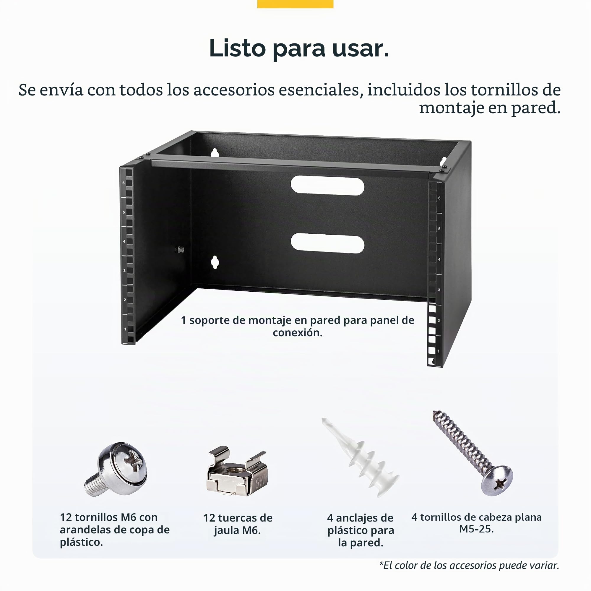 StarTech.com Rack Soporte de Montaje en Pared de 6U y 13,78in de Profundidad - Rack Horizontal para Patch Panel de Parcheo y Equipos de Servidor - con Capacidad de Carga de 19,9Kg - Negro (WALLMOUNT6)