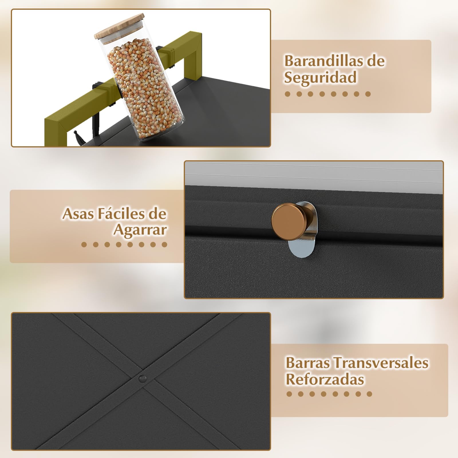 GIANTEX Aparador Buffet de Cocina con 4 Compartimentos, Armario de Metal con Puertas Abatibles, 4 Ganchos y 4 Ruedas y 4 Patas, Kit Antivuelco, 80,5x40x162cm, Estantería para Comedor, Salón (Negro)