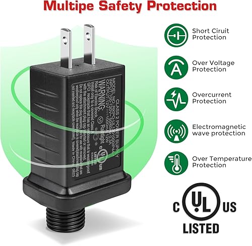 Miniatura 5 de Paquete de 2 fuentes de alimentación DC 24V 6W 0.25A Clase 2, transformador LED de bajo voltaje impermeable IP44, adaptador inflable de repuesto
