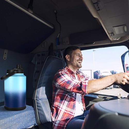 Miniatura 8 de Sursip Jarra de agua aislada de 1 galón con pajilla, botella de agua deportiva grande de acero inoxidable de un galón para viajes, senderismo,