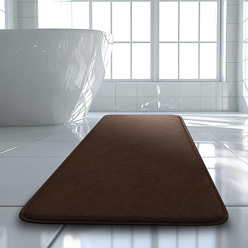 Miniatura 28 de Alfombra de baño de lujo – 1 pieza de tapete de baño con espuma viscoelástica, antideslizante y ultrasuave, altamente absorbente, fácil de limpiar -
