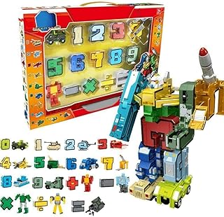 Alphabet Transforming Numbers Robot Maths STEM Learning Educational Toys Building Construction Block Puzzle Vehicle Military Model Tank Missile Helicopter Fighter for Kids Toddler