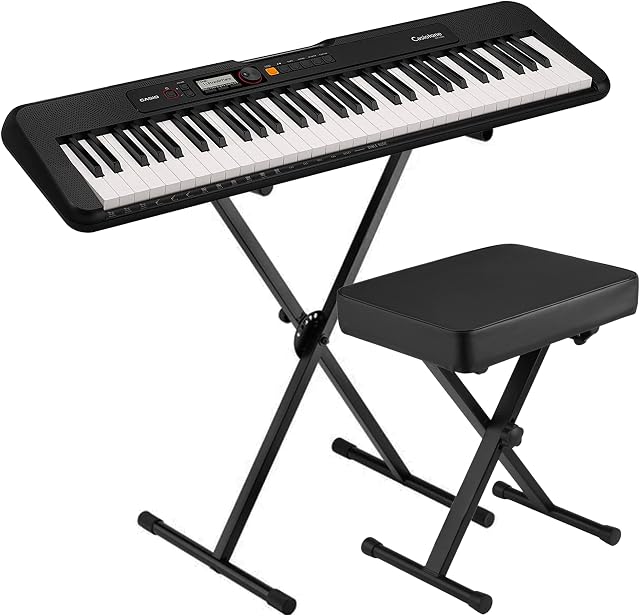Casio CT-S200 61-Key Kit de clavier Premium avec support, banc Deluxe, & Alimentation électrique - noir