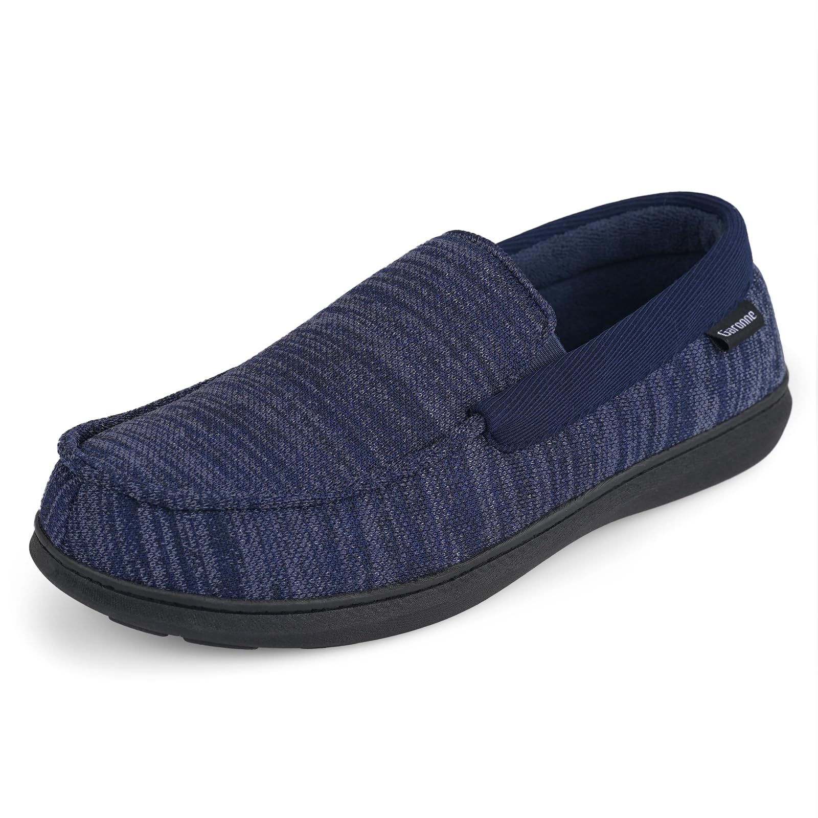 Garonne Mens Moccasin Slippers with Memory Foam for Indoor Outdoor Breathable Knit House Shoes with Nonslip Rubber Sole
