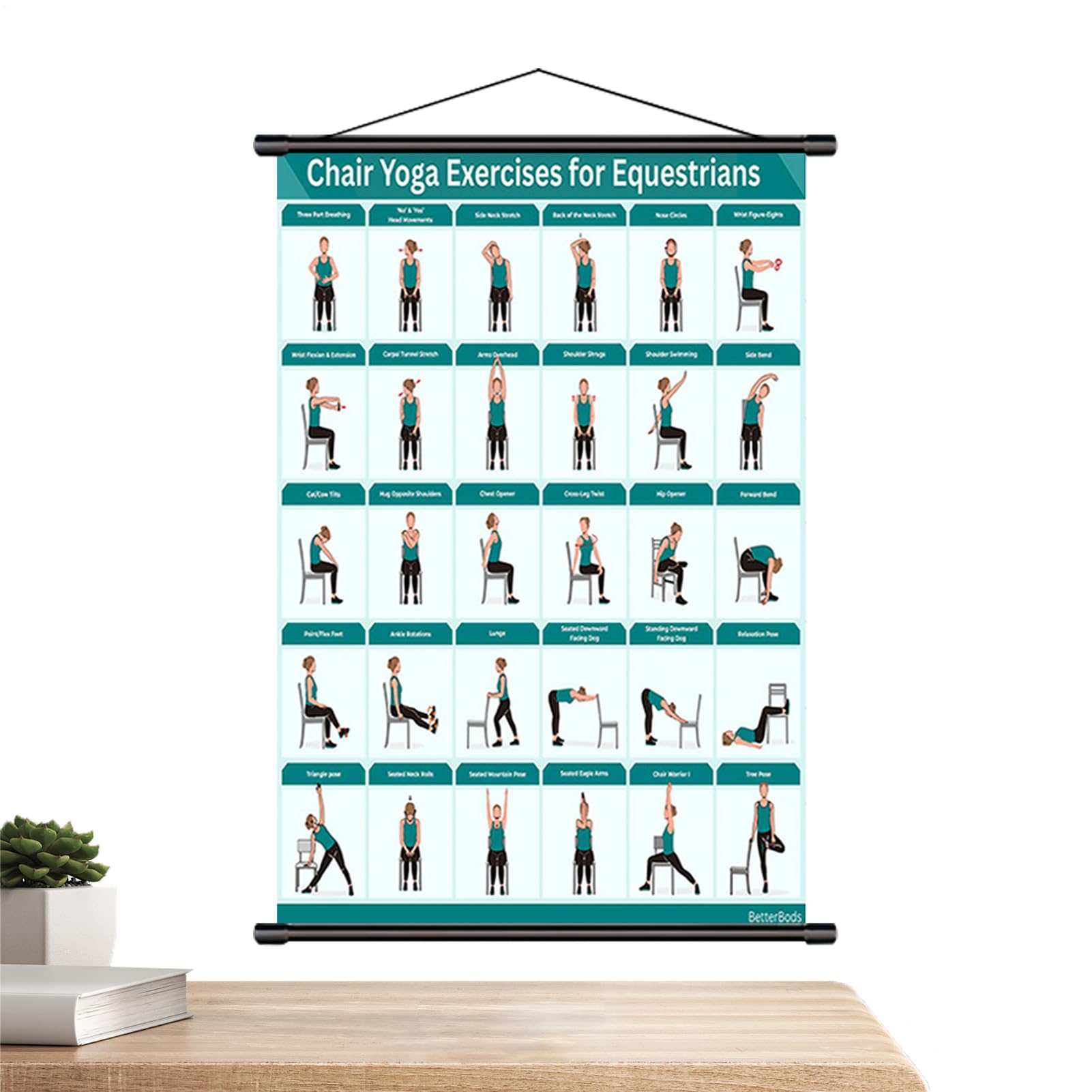 Chair Yoga Chart for Seniors Foldable Beginner Friendly