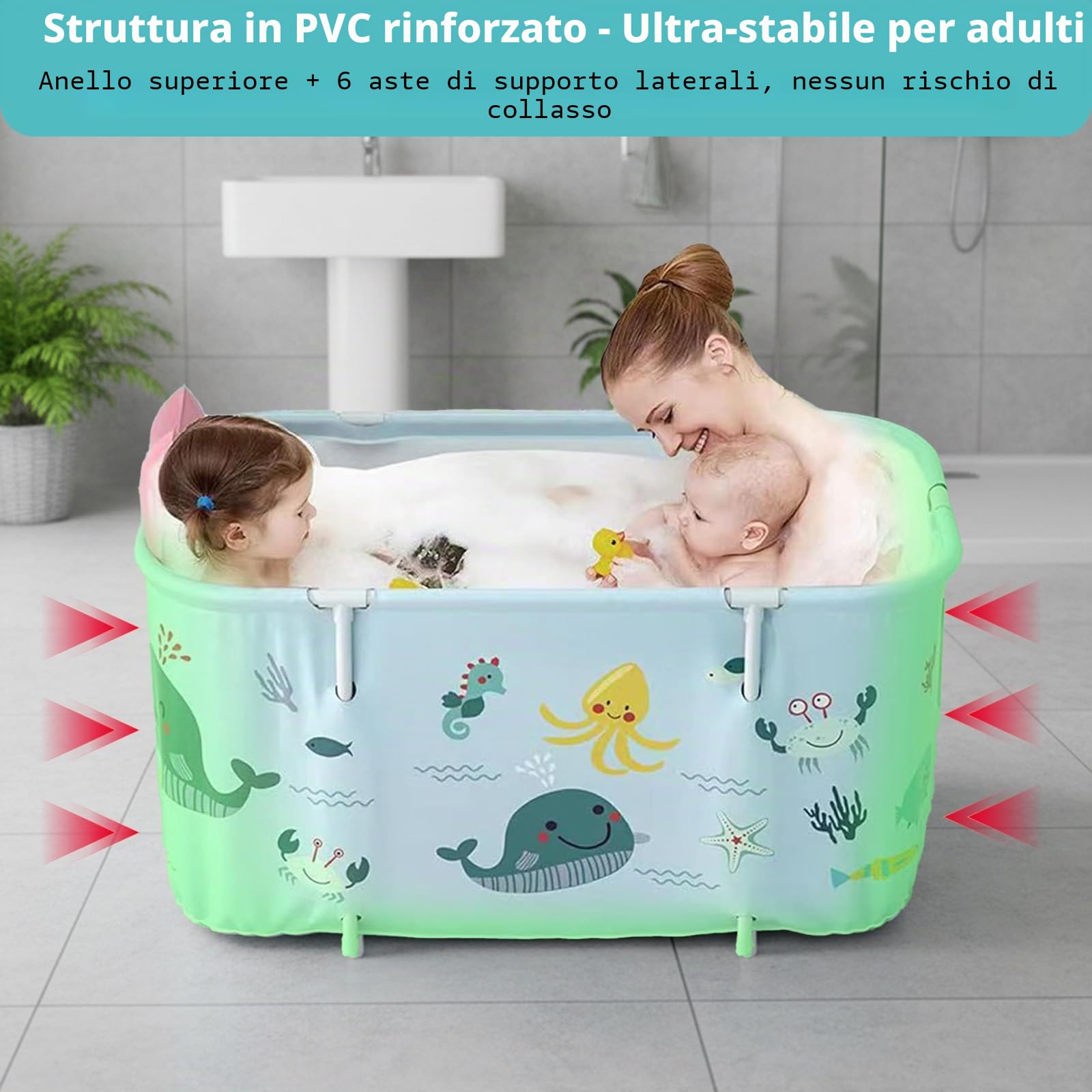Vasca da bagno pieghevole per adulti, 140X50X55cm Vasca da bagno portatile con cuscino e schienale, vasca da bagno SPA per doccia, vasca da bagno pieghevole indipendente per adulti e bambini, stile