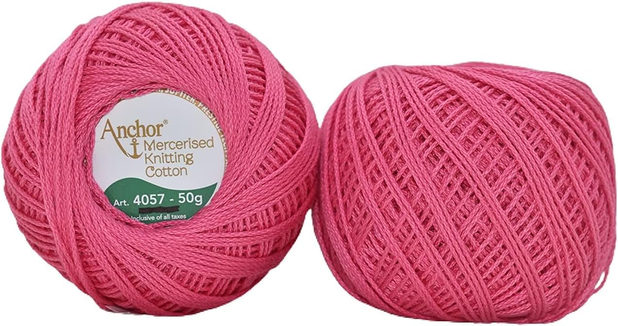 HUNNY- BUNCH® Premium Anchor Mercerised Knitting Crochet Cotton Thread Yarn Balls for Knitting, Weaving, Embroidery, DIY and Craft Making (Art. 4057) 50G - Pack of 1 (54)