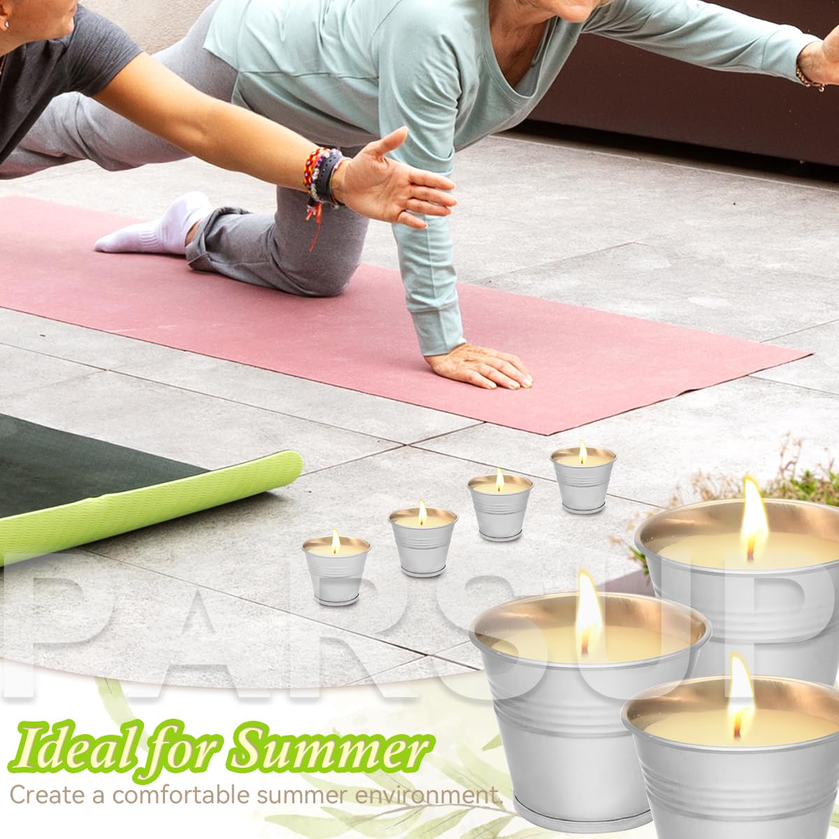 Velas de citronela al aire libre, paquete de 12 velas de aroma de citronela de cera de soja, velas con 120-180 horas de combustión para interiores, exteriores, jardín, camping