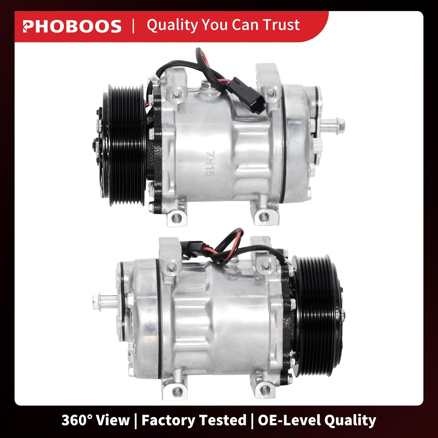 PHOBOOS A/C Compressor with Clutch Compatible with Dodge Ram 2500/3500 1994-2005 5.9L, Ram 4000 2005 5.9L, Fast Cooling, Low Noise, Easy Installation, Ref. 68589
