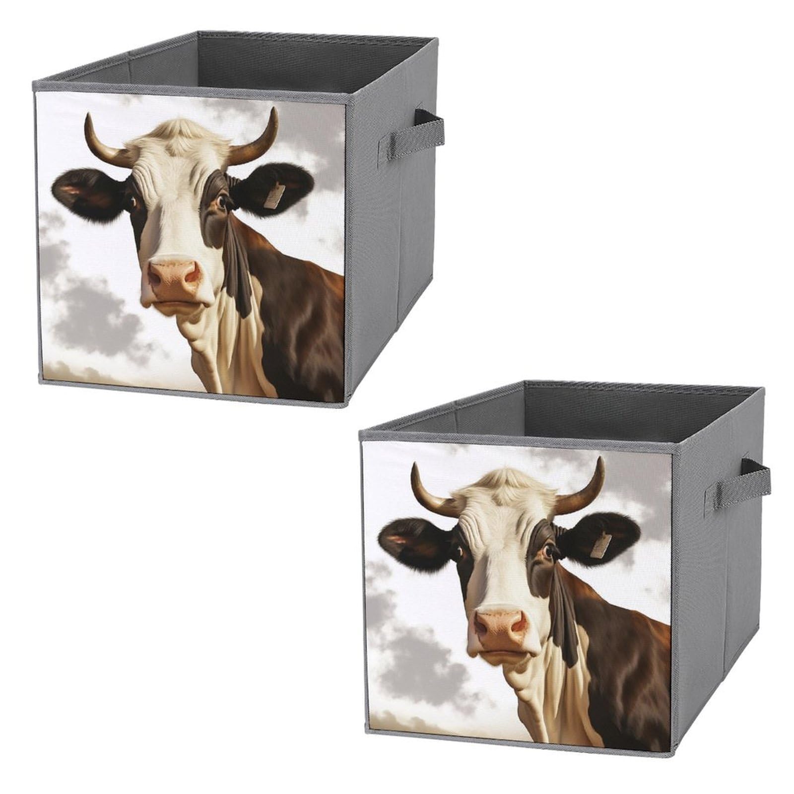 Organiseur de placard pliable en tissu avec poignées et motif vache