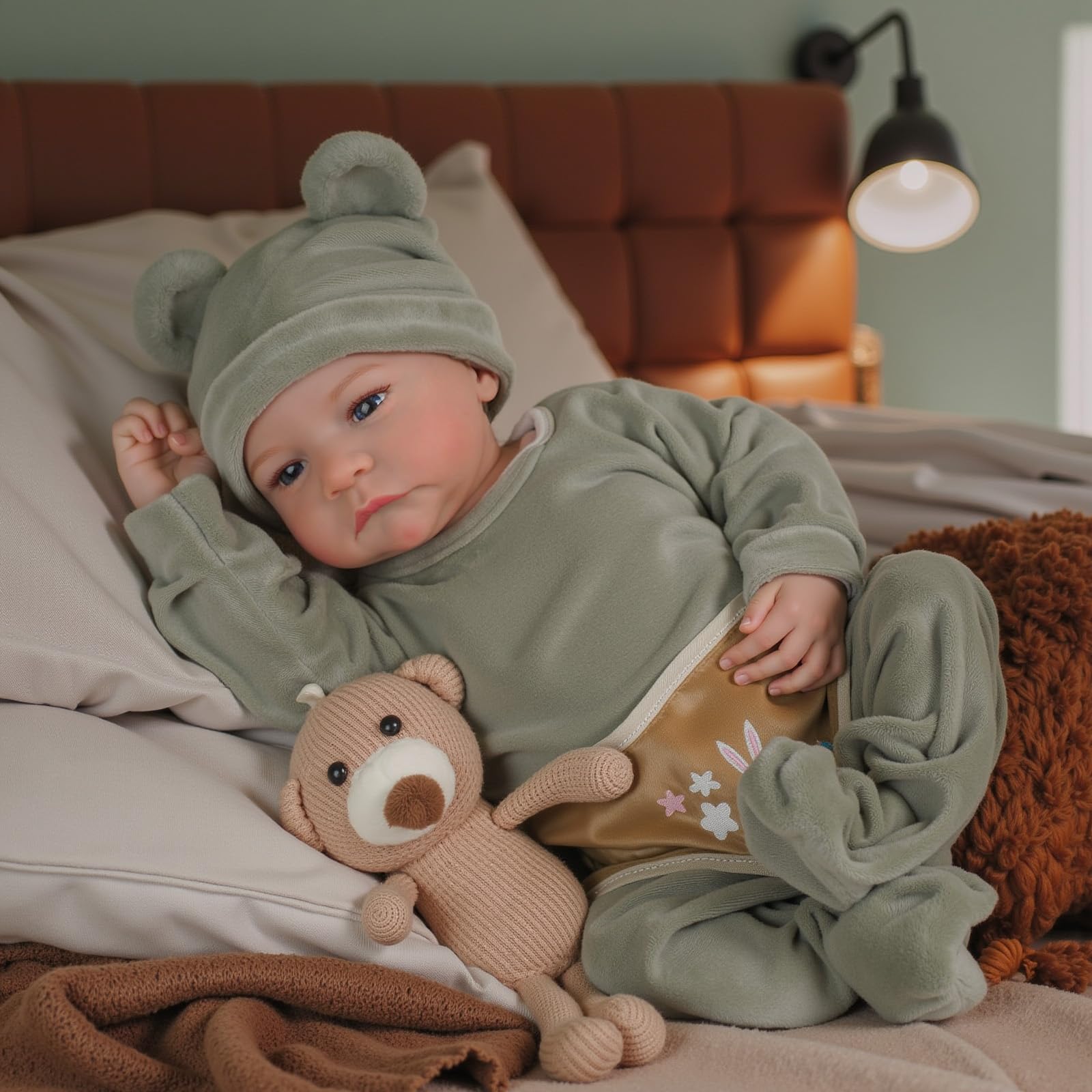 BABESIDE Reborn Puppen Junge 18 Zoll Realistische Babypuppe mit Offenen Augen Wiedergeborenes Neugeborenes echte Puppe Lebensechte Babypuppen Anatomisch Korrekt Sieht Aus Wie EIN Echtes Baby