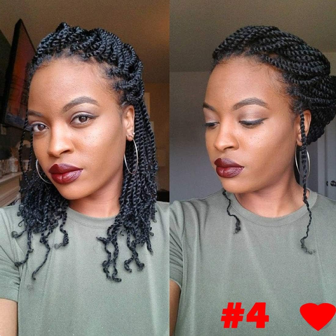 YEBO Spring Twist Hair 4 Packs 8 Inches Spring Twists Crochet Braiding Hair Ombre Colors Synthetic Hair Extensions 30 Strands/Pack, 110g/Pack(#4,8Inch)