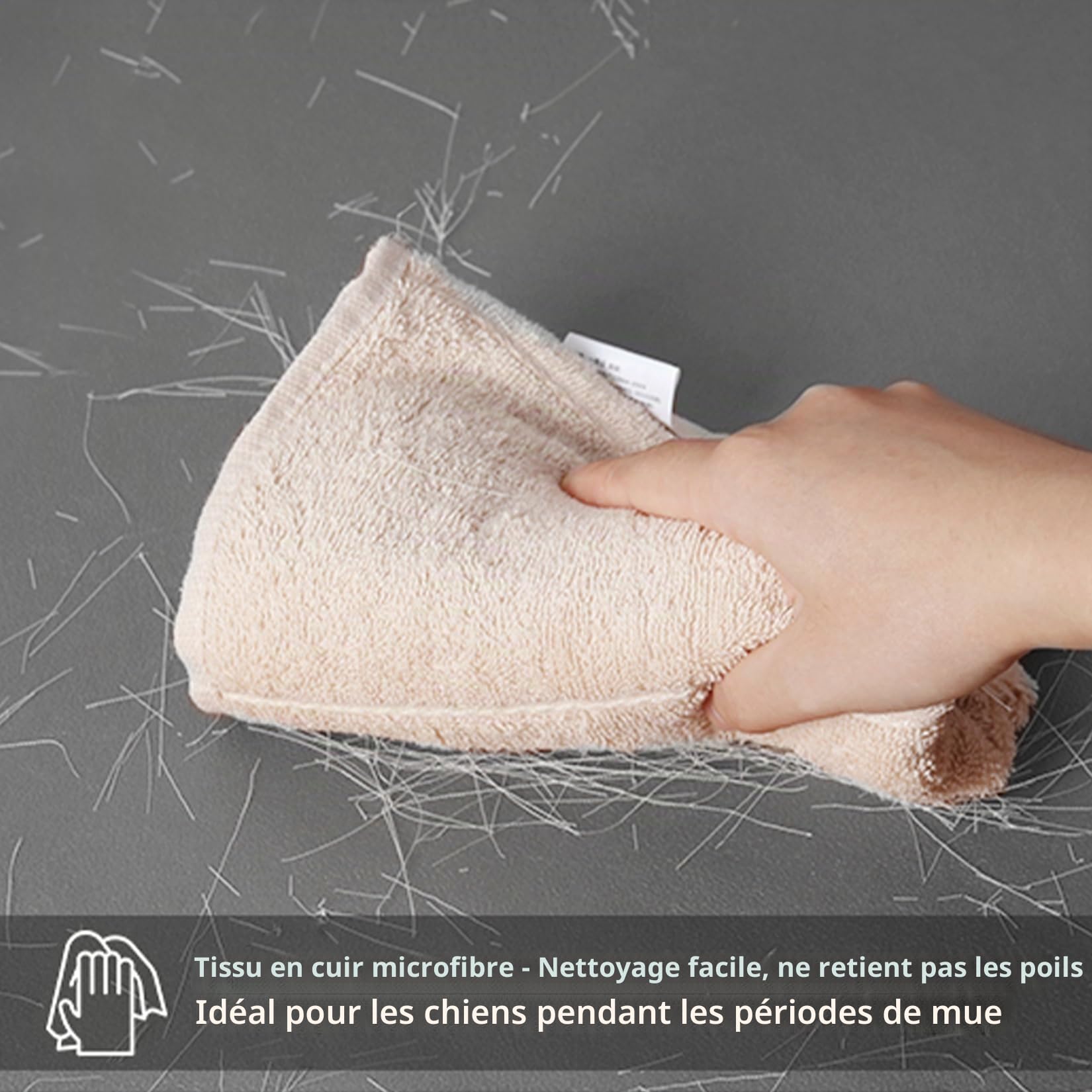 Panier Chien Orthopédique Grande Taille: 117x90x18cm Coussin pour Chien XL Déhoussable et Lavable, Lit Confortable, Tissu en Cuir Microfibre et Silicone, Gris